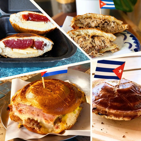 Traditional Cuban Sandwich Press Disquera De Pan Cubano 15 Inch Heavy Duty Cast Iron Grill With Wooden Handles For Perfect Golden Crust Disco Volador Maker sandwiches with guava, cheese, and pork