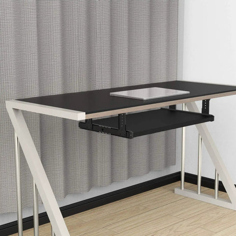 Installed Built Tough Metal 14 Inch Ball Bearing Drawer Slides Three Quarter Extension Underdesk Keyboard Tray Slide with adjustable bracket