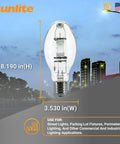 Image of High Performance 250W Metal Halide Lamp with Mogul Base E39 for outdoor and commercial lighting, 21,000 lumens, 4000K.