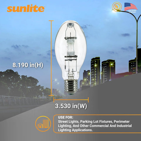Image of High Performance 250W Metal Halide Lamp with Mogul Base E39 for outdoor and commercial lighting, 21,000 lumens, 4000K.
