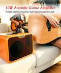 Compact 10W Acoustic Guitar Amplifier With 15 Foot Cable Bundle For Portable Practice Battery Powered Dual Channel Bright And Normal Tone Ideal For Dorm Rooms Home Studios Small Gigs And Street Busking