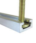 Close-up of Set Of Four Premium Aluminum T Slot Track Rails Twenty Four Inches Long With A Deep Three Eighth Inch Channel.