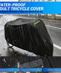 All-Weather 3 Wheel Trike Cover For Electric Bikes, Beefy Built-To-Last 600D Oxford Fabric With Reflective Strip, Tough All-Season Protection For Roadtrike And Similar E-Trikes, Windproof And Tear-Resistant Black, waterproof adult tricycle cover in rain