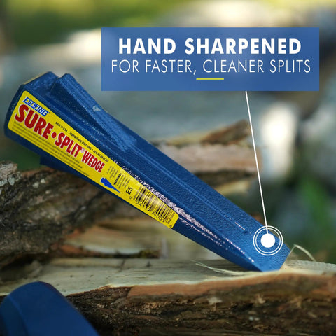Sure Split Wedge 5 Pound USA Made Wood Splitting Tool With Forged Steel Construction And 1 7 8 Inch Cutting Edge Heavy Duty Logs And Firewood Splitter E5 on log