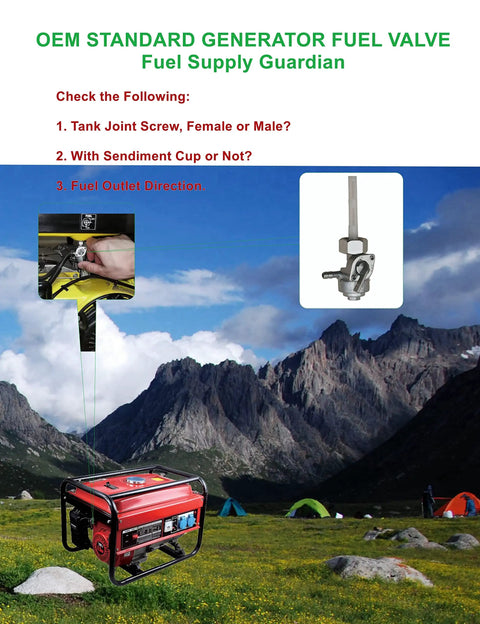 Generator Fuel Shut Off Valve Petcock With Tank Filter For Honda Westinghouse Duromax Durostar Powermate And More 22mm Nut OEM Compatible image