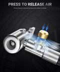Close-up of Must Have 33 Inch Air Release Extension Hose Set valve mechanism showing air release function for tire inflator replacement