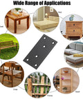 Heavy Duty Stainless Steel Mending Plates 12 Pack Black Finish Straight Brackets With Screws for various furniture applications.