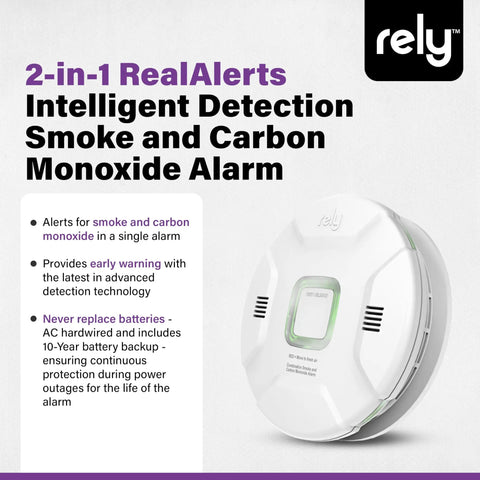 2 In 1 Smoke And Carbon Monoxide Detector With Hardwired AC Power And Battery Backup RealAlerts Voice And LED Warning Photoelectric Sensing Interconnect The Ultimate Home Safety Upgrade For Bedrooms And Living Areas 1 Pack