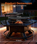 2 In 1 Backyard Fire Pit And Grill For Outdoor Gatherings, hexagonal wood burning patio fire pit with integrated grill, 37.5 inch