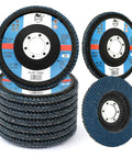 AZS 10-pack flap discs for angle grinder, 4-1/2 in, 7/8 in arbor, 40 grit zirconia Type 29 for wood/metal sanding.