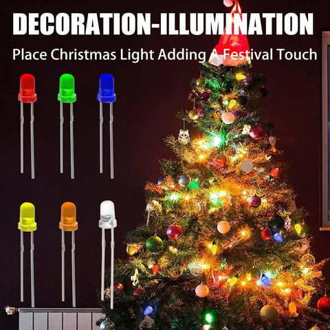 Blue 200 Pack 3mm LED Diodes Assortment Kit For Arduino Breadboard PCB DIY Electronics with Christmas tree lights