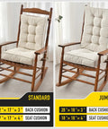 Comparison of Comfy Memory Foam Rocking Chair Cushions Set With Non Slip Seat And Back Pads, cream color, standard vs jumbo size