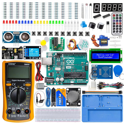 Inventor Lab Starter Kit With Arduino Uno R3 Multimeter 34 Projects 40 Plus Video Courses RAB Breadboard Holder Battery