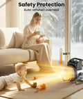Portable 1500W PTC Ceramic Space Heater With Thermostat And 90 Degree Adjustable Angle in living room, heating area shown