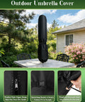 Patio Umbrella Cover For 9 To 12 Ft Market And Patio Umbrellas Waterproof 420D Oxford Fabric With Storage Pouch Outside
