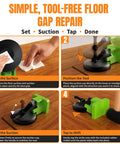 Instructions for Floor Gap Fix Tool Kit With Suction Cup And Rubber Mallet For Floating Floors Repair Laminate LVP.