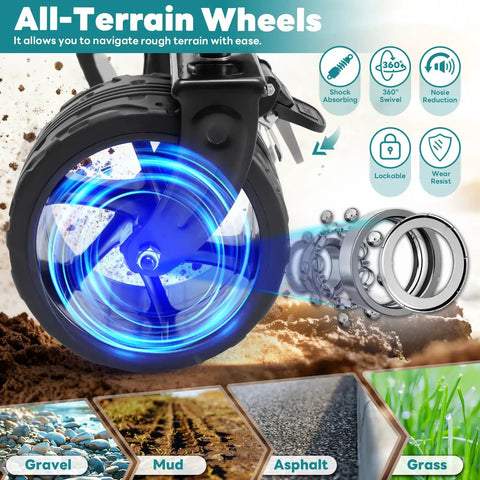 All-terrain wheel of Extra Long Folding Wagon Cart With 49 Inch Unfolded Length 440 Lbs Capacity Built For Beasts All Terrain Wheels