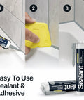 Application of Light Gray Kitchen And Bathroom Sealant And Adhesive Hybrid Polymer That Outperforms Silicone Caulk Waterproof Odorless Paintable Built For Boss Level Grout Lines Around Tub Shower And Kitchen 300ml 1 Pack on bathtub and tiles.