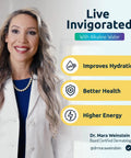 Woman smiling with benefits of alkaline water: improves hydration, better health, higher energy, for Invigorated Water Pitcher.