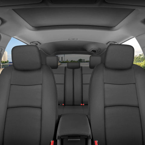 Interior of SUV with Faux Leather Car Seat Covers Full Set For SUVs And Trucks Front And Rear Split Bench Black Airbag Compatible
