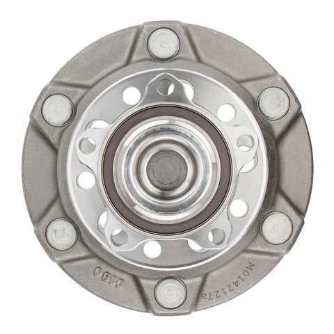 Badass Durable Front Wheel Bearing And Hub Assembly Direct Oem Grade Fitment Replacement For 2015 To 2018 Ford Transit 250 350 Hd top view with metallic finish