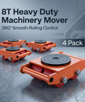 Heavy Duty Machinery Skate Dolly Set With 360 Degree Swivel For Industrial Movers And 4 Large Carbon Steel Casters Built To Move Milling Machines In Factories And Warehouses, 4 pack