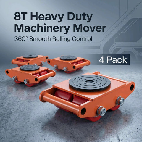 Heavy Duty Machinery Skate Dolly Set With 360 Degree Swivel For Industrial Movers And 4 Large Carbon Steel Casters Built To Move Milling Machines In Factories And Warehouses, 4 pack