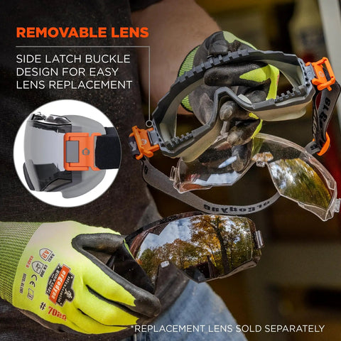 Modi OTG Safety Goggles Built For Over Glasses Use with removable lens and side latch buckle design, ANSI Z87.1 certified