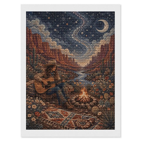 Dope Diamond Art Kit For Adults Guitar Desert Camp Theme Wall Decor Includes Diamond Canvas Pen Tray Wax And Plenty Beads