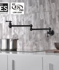 Bronze Pot Filler Faucet Wall Mount With Dual Swing Joints And 24 Inch Extension Oil Rubbed Bronze Finish Water On Demand For Stove Top ICCES PMG Certified ASME A112 18 1 CSA B125 1 2018 Compliant