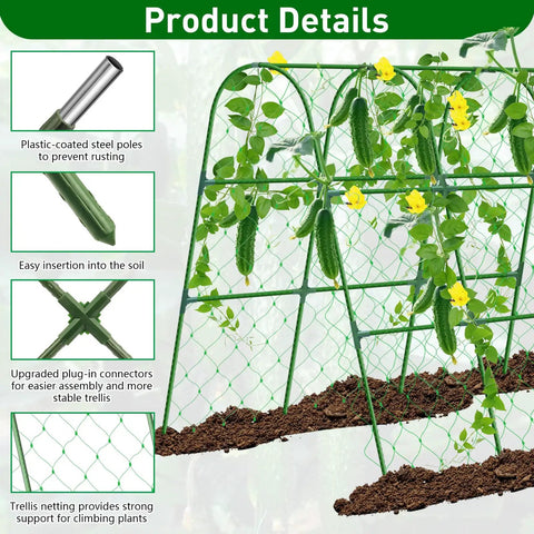 Heavy Duty 48x48 Inch U Shape Metal Garden Trellis For Raised Beds With Adjustable Angle Arch Design Climbing Plant Support