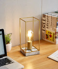 Touch Table Lamp With 3 Way Dimmable Brightness, Modern Nightstand Desk Lamp, White Faux Marble Base, Edison Bulb Included