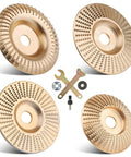 9 Piece Wood Carving Disc Set For 4 Inch And 4 1/2 Inch Angle Grinders With 5/8 Inch Arbor Tungsten Carbide Shaping Discs Gold