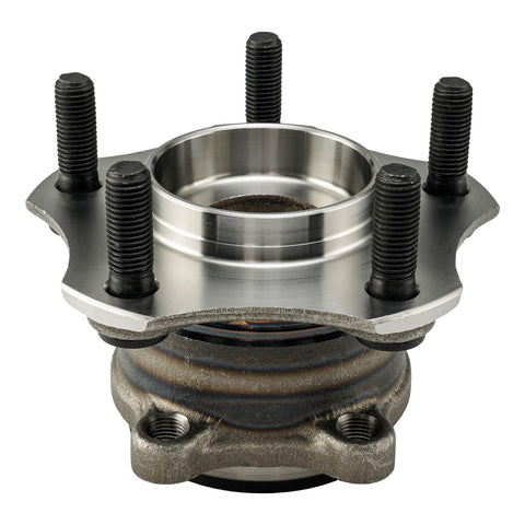 Rear Wheel Bearing And Hub Assembly For 2014 2015 2016 2017 2018 Mazda 3 5 lug one piece, close-up view, premium steel
