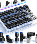 Push To Connect Air Hose Fittings Kit For One Quarter Inch Tubing 34 Piece Quick Connect Pneumatic Fittings Set in case