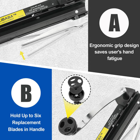 Heavy Duty Electrical Wire Cable Cutter Ninja Slice Armor Bx Mc Ac Greenfield With Rock Solid Hss Blades showing ergonomic grip and storage for six blades.