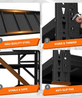 Beefy Heavy Duty Industrial Shelving Unit 71 Inch Wide 24 Inch Deep 69 Inch High 4 Tier Adjustable Metal Storage For Garage Warehouse Basement Shop And Office Commercial Grade, black steel close-up