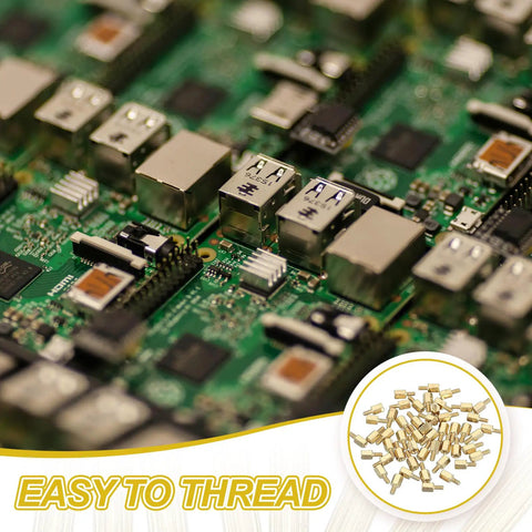 Rock Solid M2.5 Hex Brass PCB Standoffs Fifty Piece Kit For FPV Drone Quadcopter motherboard with detailed circuitry.
