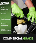 Top Shelf 6 Mil Nitrile Disposable Gloves With Ridged Grip For Mechanics Car Guys And Industrial Pros Powder Free Latex Free Tough As Nails Texture In Bright Lime Green X Large Case Of 900 being used for automotive repair.