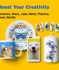 White Inkjet Water Slide Paper For DIY Transfers, 20 A4 Sheets on decorated ceramics, mug, phone case, and candle