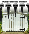 Beefy Heavy Duty 10 Inch T Strap Gate Hinges 2 Pack For Barn Fence Doors Exterior Interior Wood Cabinet Shed Shop Black 270 Degree Swing Tee Hinges Hardware Kit on white gate