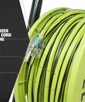 Heavy Duty Power Stations Cord Reel With 50 Foot 14/3 Gauge Cord Six Grounded Outlets Built In Circuit Breaker And Lighted Switch