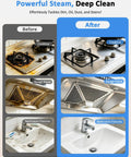 Before and after images showing deep cleaning results with Quick 15 Second Heat Up Handheld Steam Cleaner With High Pressure For Deep Cleaning Grease And Grout Stains Without Harsh Chemicals Compact Portable Design For Effortless Home Maintenance And Spotless Surfaces.