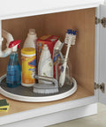 18-Inch Lazy Susan Turntable Organizer For Pantry And Cabinets Non-Skid Spinner holding cleaning supplies under sink