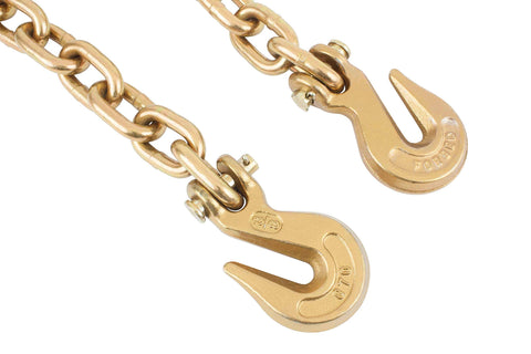 Close-up of Heavy-Duty Grade 70 Transport Chain And Binder Kit with grab hooks for truck and flatbed tie-downs