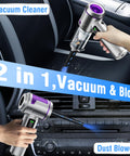 Cordless Handheld Car Vacuum With 22000 Pa High Power Suction, cleaning dashboard and car interior with nozzle attachment