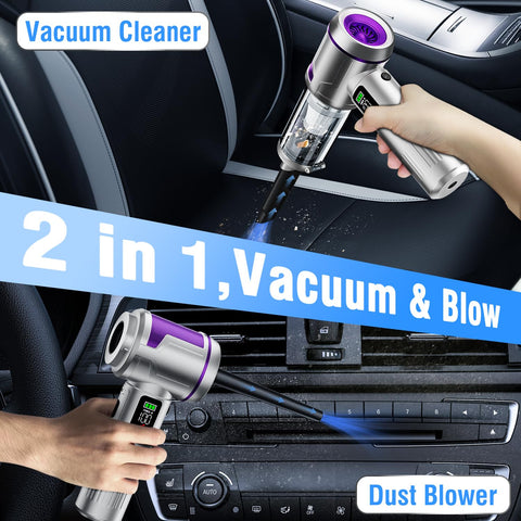Cordless Handheld Car Vacuum With 22000 Pa High Power Suction, cleaning dashboard and car interior with nozzle attachment
