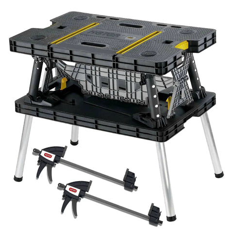 Heavy Duty Folding Workbench With 1,000 Lb Capacity DIY Friendly Portable Shop Table For Garage Woodworking And Outdoor Projects Quick 30 Second Setup 12 Inch Adjustable Clamps Sturdy And Ready When You Are with clamps