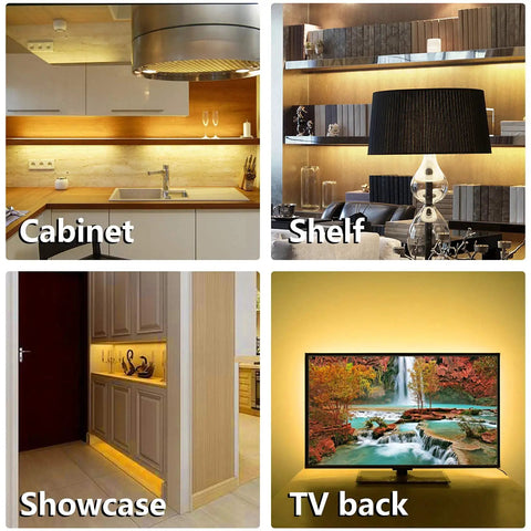 Under Cabinet Lighting Kit Flexible LED Strip Light 6.6 Feet For Kitchen Cabinets Desks Shelves And More lighting examples