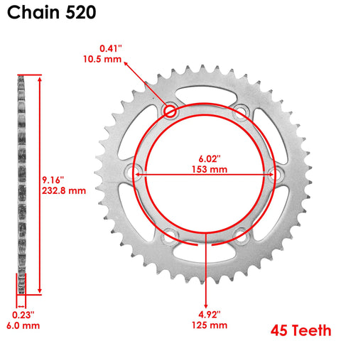 Gold O-Ring Drive Chain And Sprockets Kit For Honda XR650L 1993-2009 And 2012-2017 steel rear sprocket 45 teeth